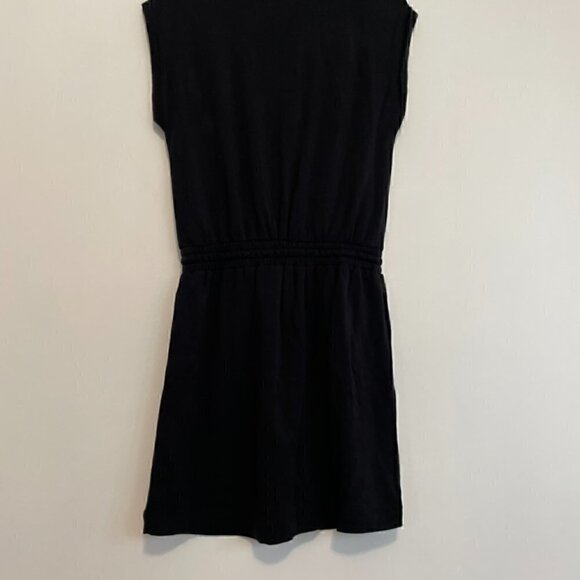 ANN TAYLOR LOFT Outlet Solid Black Cuffed Short Sleeve Drawstring Waist Dress XS - Picture 13 of 14